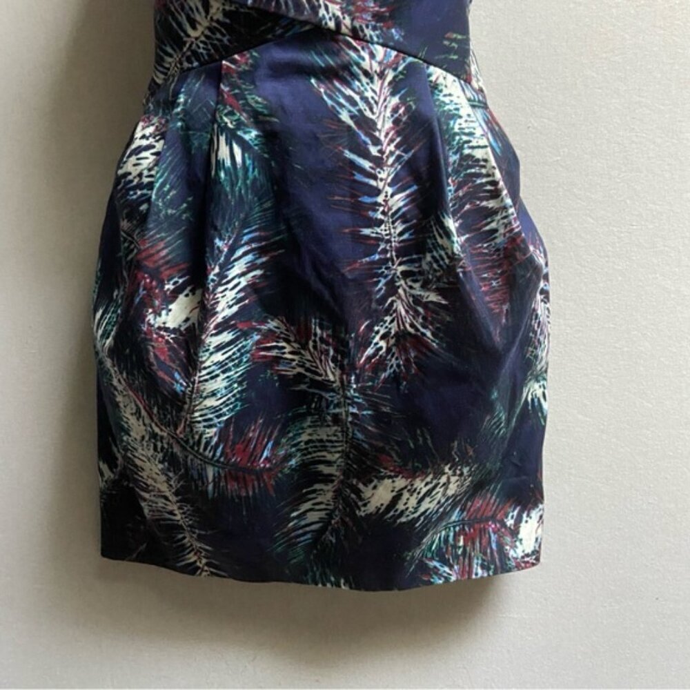 Club Monaco Nelly Strapless Mini Dress With Pockets Blue Pattern Sz 0 - Picture 9 of 15